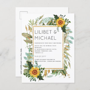 Budget Rustikale Sonnenblumen BOHO Greenerity Wedd Postkarte