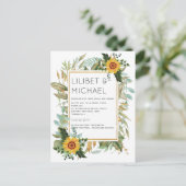 Budget Rustikale Sonnenblumen BOHO Greenerity Wedd Postkarte (Stehend Vorderseite)