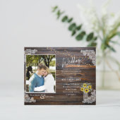 BUDGET Rustikale Sonnenblumen Foto Hochzeit einlad (Stehend Vorderseite)