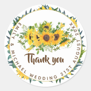 Budget Rustikale Sonnenblumen Geschenk, Gefallen, Runder Aufkleber
