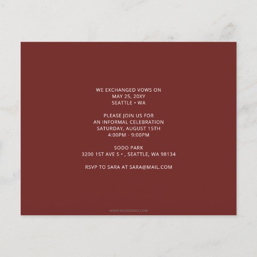 Budget Rustikale Sonnenblumen Hochzeitsankündigung (Rückseite)