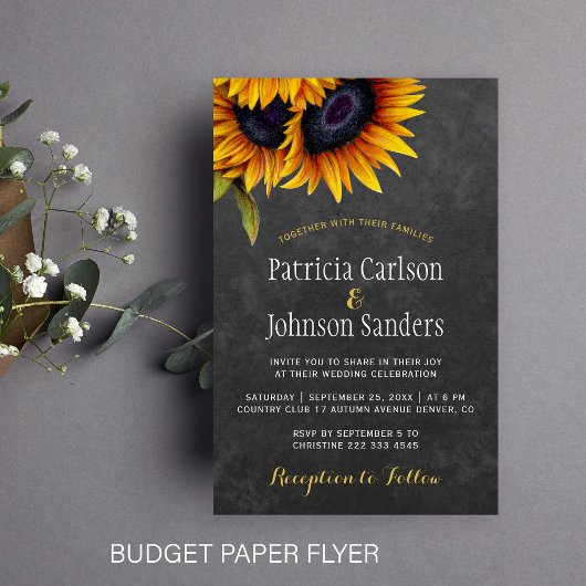 Budget rustikale Sonnenblumen Hochzeitspapier Einl Flyer