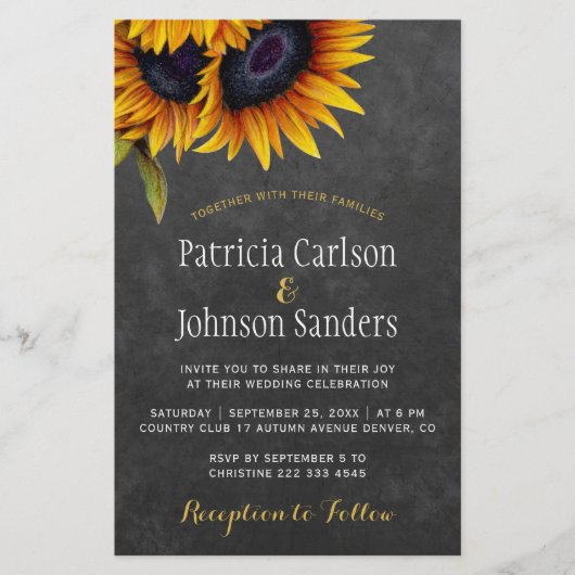 Budget rustikale Sonnenblumen Hochzeitspapier Einl Flyer (Vorne)