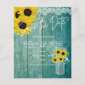 Budget Rustikale Sonnenblumen Lace Mason Jar Weddi (Vorderseite)