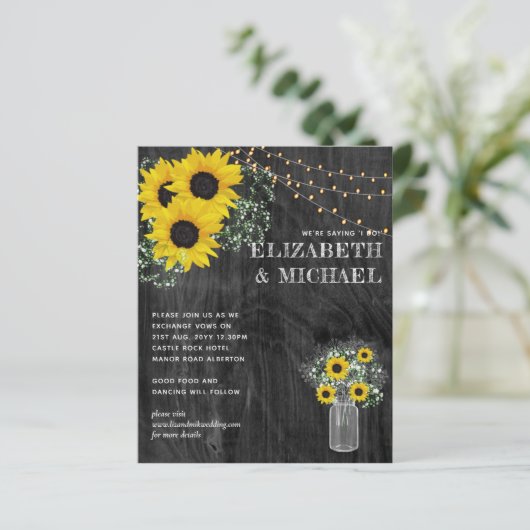 BUDGET Rustikale Sonnenblumen Lichter Hochzeit ein (Stehend Vorderseite)