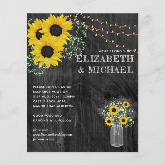 BUDGET Rustikale Sonnenblumen Lichter Hochzeit ein (Vorderseite)