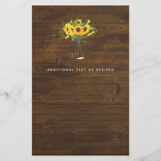 BUDGET Rustikale Sonnenblumen Mason Jar Wedding Ei (Rückseite)