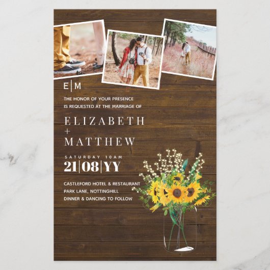 BUDGET Rustikale Sonnenblumen Mason Jar Wedding Ei (Vorderseite)