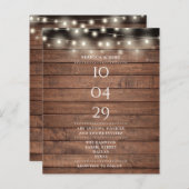 Budget Rustikale String Light Date Wedding Einladu (Vorne/Hinten)