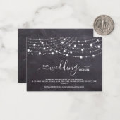 Budget Rustikale String Lights Hochzeiten QR Code Mitteilungskarte (Vorderseite/Rückseite Beispiel)