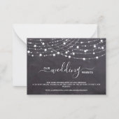Budget Rustikale String Lights Hochzeiten QR Code Mitteilungskarte (Vorderseite)