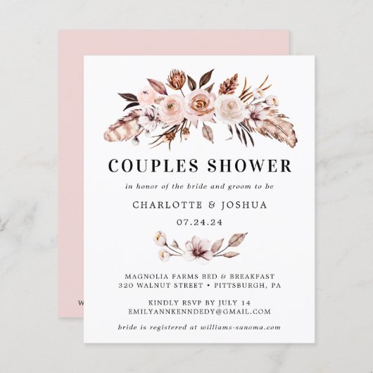 Budget Rustikale Terracotta Blush Boho Paare Dusch (Vorne/Hinten)