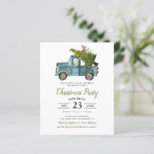 Budget Rustikale Wasserfarbe Blauer Lkw Weihnachte (Stehend Vorderseite)