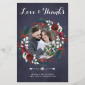 Budget rustikale Weihnachts-Foto Hochzeit danke (Vorderseite)