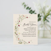 Budget Rustikale Wildblume Brautdusche Einladung (Stehend Vorderseite)