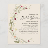 Budget Rustikale Wildblume Brautdusche Einladung (Vorderseite)