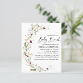 Budget Rustikale Wildblumen Baby Brunch Einladung (Stehend Vorderseite)