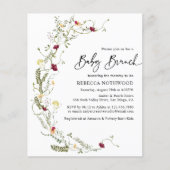 Budget Rustikale Wildblumen Baby Brunch Einladung (Vorderseite)