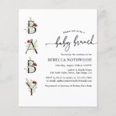 Budget Rustikale Wildblumen Baby Brunch Einladung (Vorderseite)