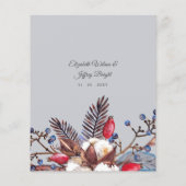 Budget Rustikale Winter Florals Hochzeitsempfehlun (Rückseite)