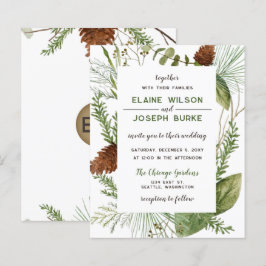 Budget Rustikale Winter Pine Kegel Hochzeit Einlad