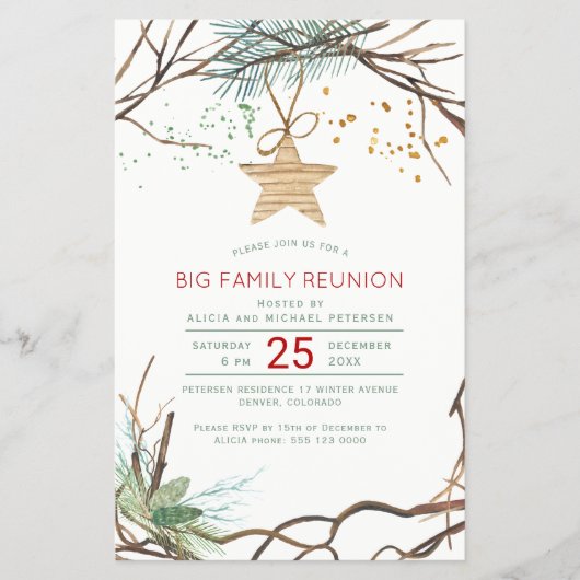 Budget rustikale Winterfeiertag Einladung Flyer (Vorne)