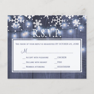 Budget rustikale Winterhochzeit-RSVP-Karte