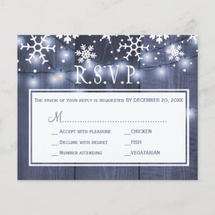 Budget rustikale Winterhochzeit RSVP-Karte Flyer