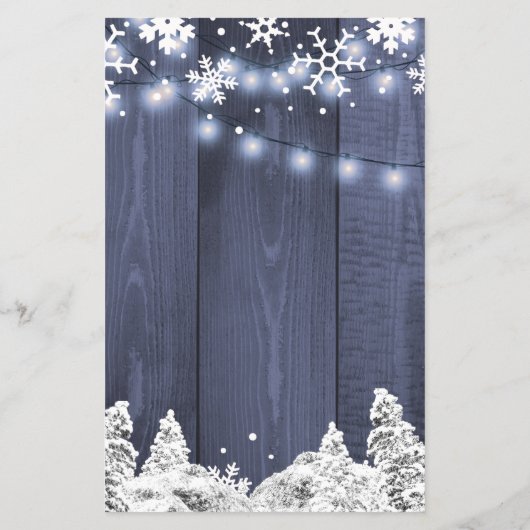 Budget rustikale Winterschneeflocken Einladung Hoc Flyer (Hinten)