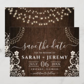 Budget Rustikale Woodsy Light Wedding Save the Dat Date (Vorne/Hinten)