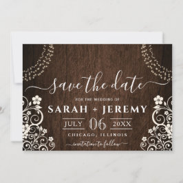 Budget Rustikale Woodsy Light Wedding Save the Dat Date