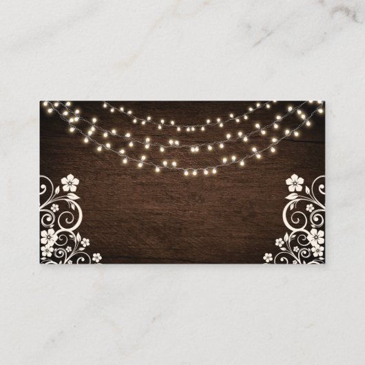 Budget Rustikale Woodsy Lights Holz Hochzeitsdetai Begleitkarte (Rückseite)