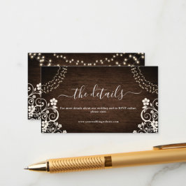 Budget Rustikale Woodsy Lights Holz Hochzeitsdetai Begleitkarte