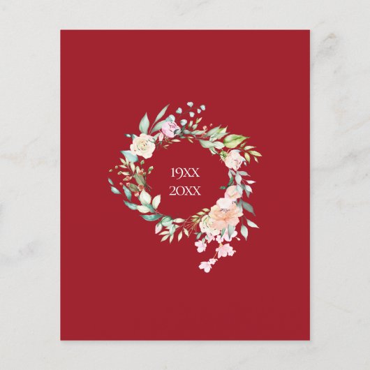 Budget Rustikaler 40-jähriger Ruby Floral Einladun (Rückseite)