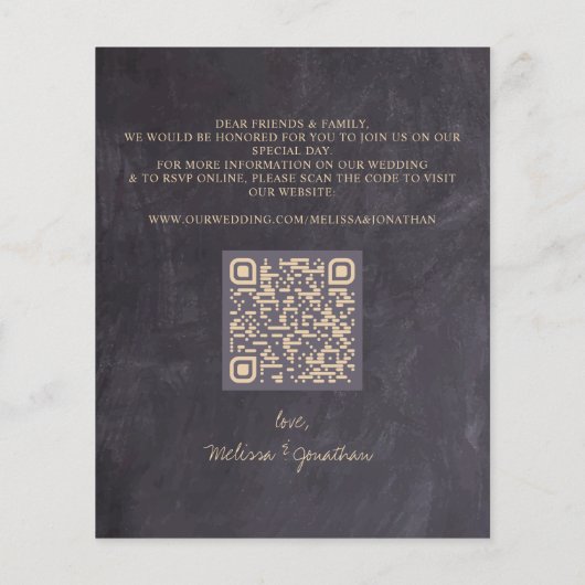 Budget Rustikaler botanischer QR-Code Einladung (Rückseite)