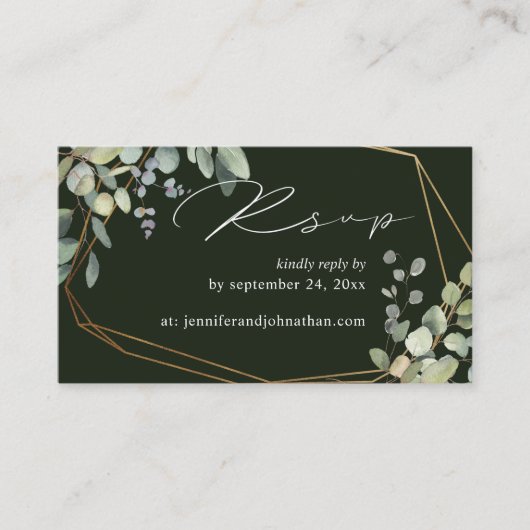 Budget Rustikaler Eukalyptus & Gold 2SM UAWG Grün Begleitkarte (Vorderseite)