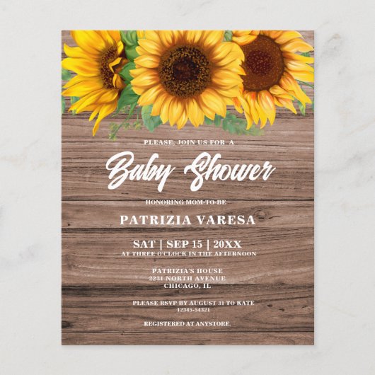 Budget Rustikaler Fall Holzblume Kinderdusche (Vorderseite)