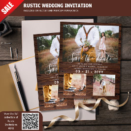 Budget Rustikaler Fotokollaps Save the Date Holz