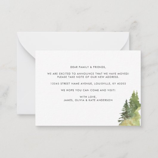 Budget Rustikaler Wald Wir haben neue Zuhause bewe Mitteilungskarte (Rückseite)