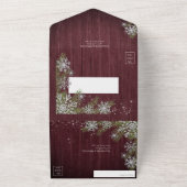 Budget Rustikales Burgund Silver Winter Wood Weddi All In One Einladung (Außenbereich)