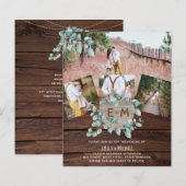 Budget Rustikales Foto EUCALYPTUS Hochzeitseinladu (Vorne/Hinten)