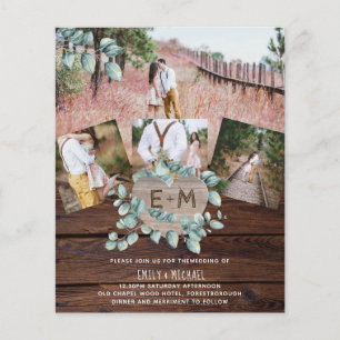 Budget Rustikales Foto EUCALYPTUS Hochzeitseinladu