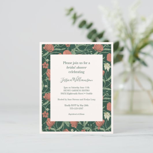 Budget Rustikales grünes Brautparty Einladung (Stehend Vorderseite)