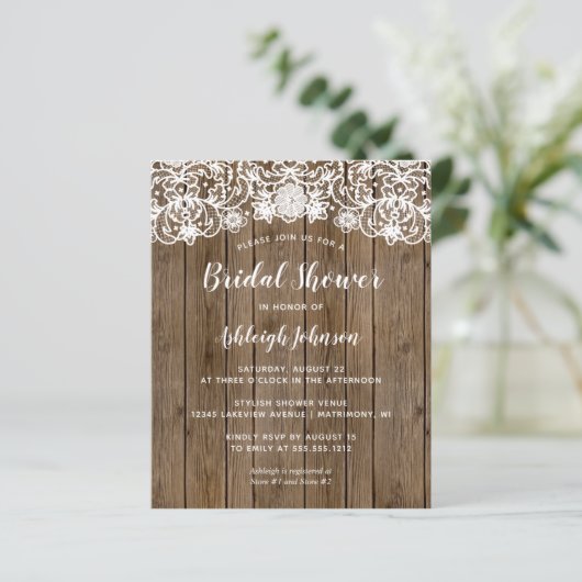 Budget Rustikales Holz Spitzen Bridal Dusche Einla