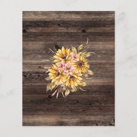 Budget Rustikales Sonnenblumenholz Brautparty einl (Rückseite)