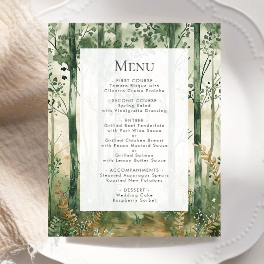 Budget Rustikales Watercolor Woodland Wedding Menü