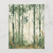 Budget Rustikales Watercolor Woodland Wedding Menü (Rückseite)
