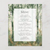 Budget Rustikales Watercolor Woodland Wedding Menü (Vorderseite)