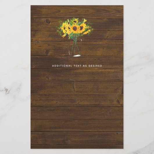 Budget Rustische Sonnenblumen Babys Atem Mason Jar (Rückseite)