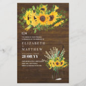 Budget Rustische Sonnenblumen Babys Atem Mason Jar (Vorderseite)